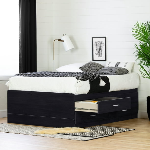 Pure Black Full Captains Bed South Shore Furniture Step One Collection